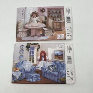 2 Vogue Craft Sewing Patterns 18in Doll Furniture 9580 9504 Linda Carr UNCUT
